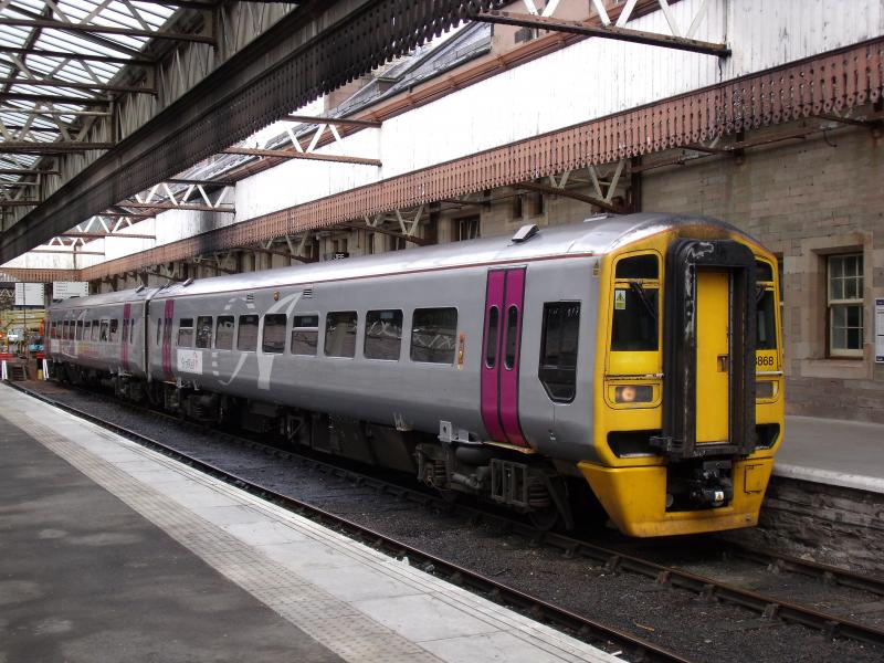158868 at Perth: Alhpaline livery 158868 sits at Perth on 22/3/10 Photo of 158868 at Perth