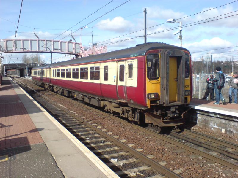 156 508 at Whifflet: 156 508 calls at Whifflet station whilst forming the 14.10 Cumbernauld - Motherwell service (02.04.10) Photo of 156 508 at Whifflet