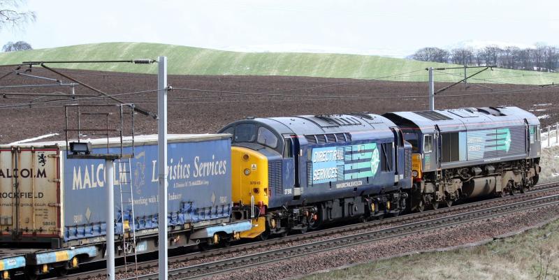 37510 & 66413: 37510 & 66413 Heading south with Malcolm train 12:30 3/4/10 Photo of 37510 & 66413