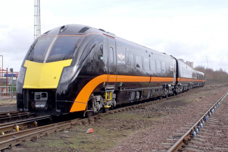 180107: 180107 stands EX Works in the yard at Railcare Springburn prior to it's ECS movement to Heaton on 7th April Permission from Railcare/GC Photo of 180107