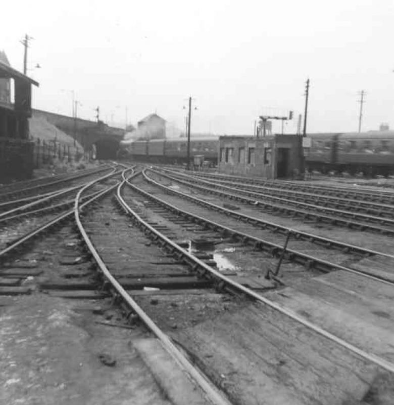 Flying Scotsman passing St Margarets on railtour: Sometime after August 1966 when a second tender was provided from an A4 for Flying Scotsman, a railtour passes the all but closed St Margarets shed Photo of Flying Scotsman passing St Margarets on railtour