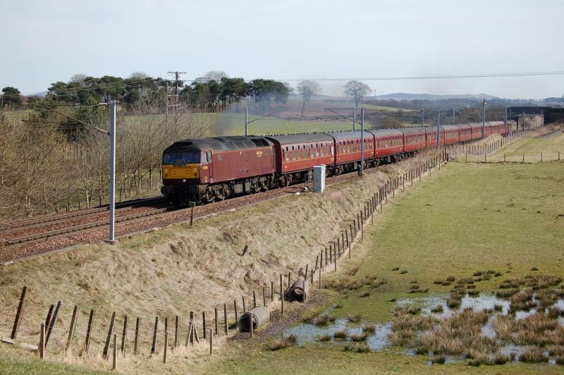47826 & 47851: 47826 & 47851 Rail tour heading north passed silvermuir on Saturday 10th April Photo of 47826 & 47851