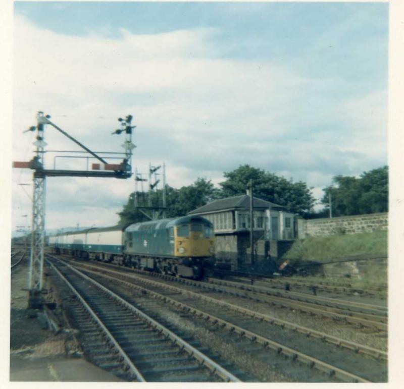 The days of REAL numbers.....: BRCW Type 2 D5324- none of your Class 26s here- passes Larbert on a summer's evening in 1969 with the Aberdeen portion of the West Coast Postal heading for Carstairs. Photo of The days of REAL numbers.....