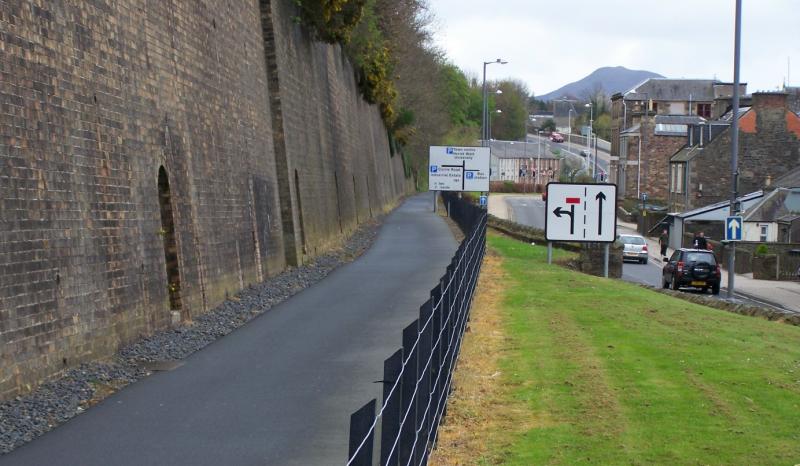 Gala station line: Site of new station from trackbed looking towards Tweedbank. Photo of Gala station line
