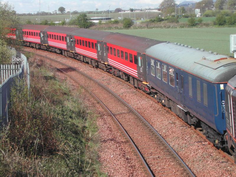 Generator coach 17105: Generator coach 17105 in the formation of the Crewe to Aberdeen Compass Tour. Seen approaching Carmuirs East Junction on Monday 3rd May 2010. Photo of Generator coach 17105