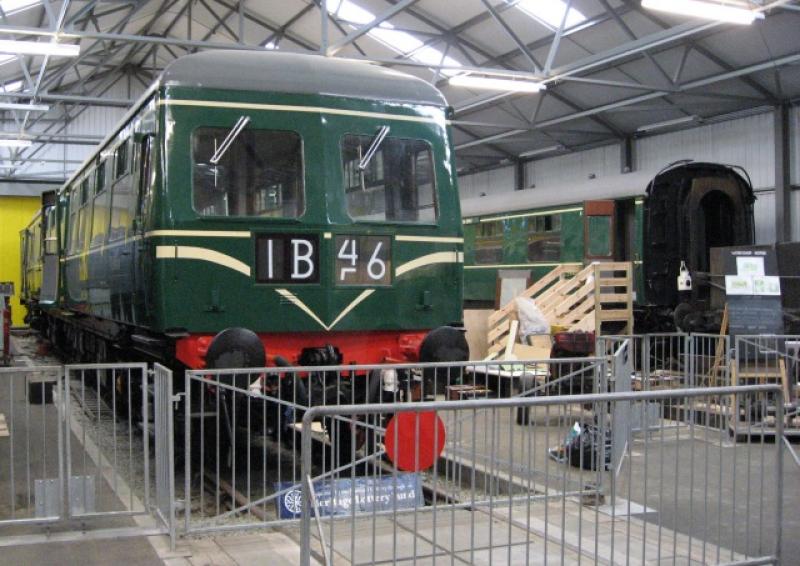 Class 126 Swindon DMU under restoration: Swindon DMU cars DMBS Sc51043 and TC Sc59404 under restoration in the Scottish Railway Exhibition at Bo'ness. (6th May 2007) Photo of Class 126 Swindon DMU under restoration