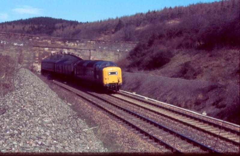 Approaching Penmanshiel: Deltic on Up train in 1974.
Derrick Stewart photo. Photo of Approaching Penmanshiel