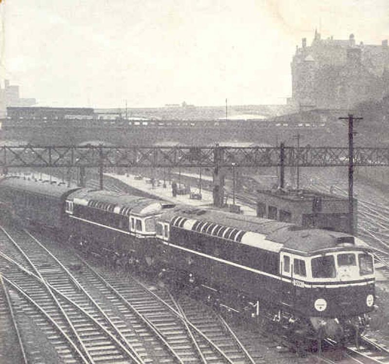 Diesels to Inverness: The early days of Scottish dieselisation; BR shot of D5330 and D533- departing from Waverley for Inverness. Photo of Diesels to Inverness