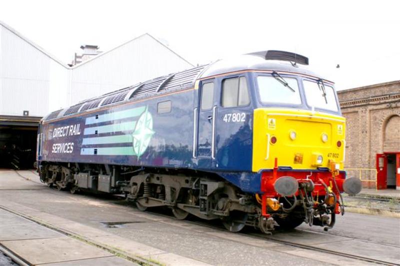 47802: 47802 Stands in the yard Ex Works on the 13th June 2007 in the revised livery Photo of 47802