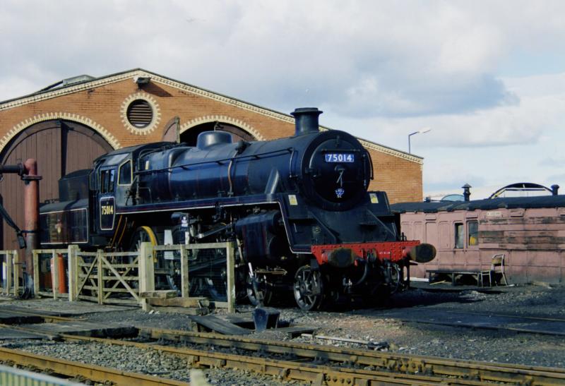 Rare visitor to Bo'ness: 75014 stands at Bo'ness shed after a stint on the Jacobite. Photo of Rare visitor to Bo'ness