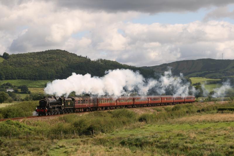 Ex-Sovereign leaves Machynlleth: 44871 heads The Cambrian out along the Dyfi Valley from Machynlleth on the brilliant morning of 10 August 2010 Photo of Ex-Sovereign leaves Machynlleth