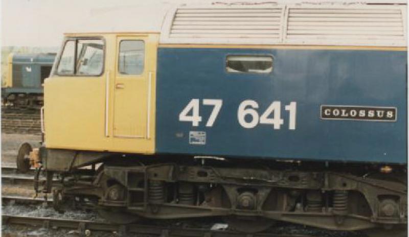 Short lived naming: 47641 'Colossus' at Carstairs 29.9.86 shortly afterwards named Fife Region Photo of Short lived naming