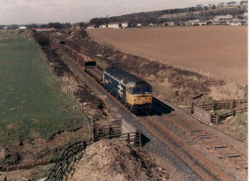 A Leicester Uni.- wot? no cars?: 47444 leaves Bathgate with car empties on 13.4.88 Photo of A Leicester Uni.- wot? no cars?