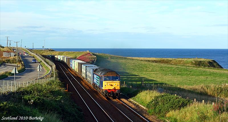 Just before shadow: 57011 with asda's train to Grangemouth. Photo of Just before shadow
