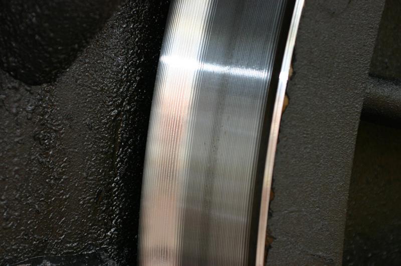 Freshly turned tyre 1: A freshly turned driving wheel tyre on A4 60009. Photo of Freshly turned tyre 1