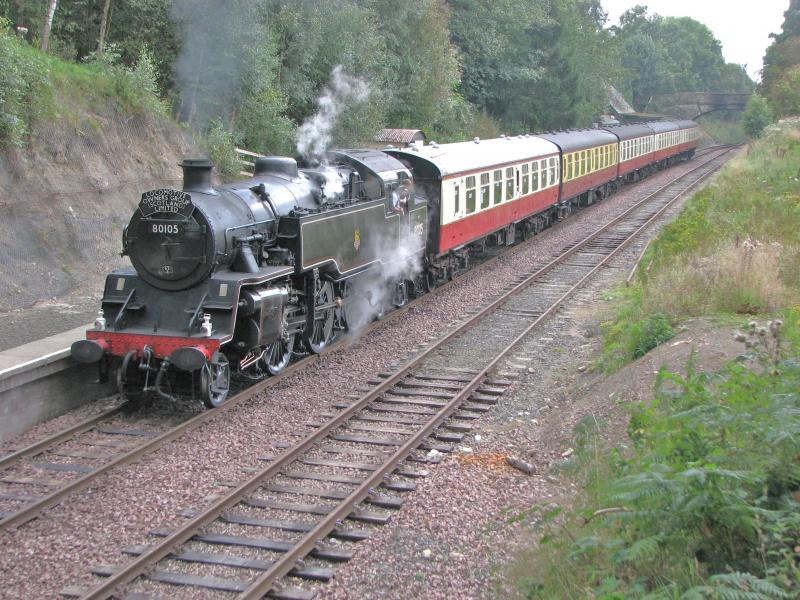 80105 Last Day in Steam, Sept 5, 2010: Sept. 5th 2010 and Bo'ness based Loco, 80105 is at Birkhill waiting to depart for Manuel on her last day in steam, due to her boiler ticket expiring. Photo of 80105 Last Day in Steam, Sept 5, 2010