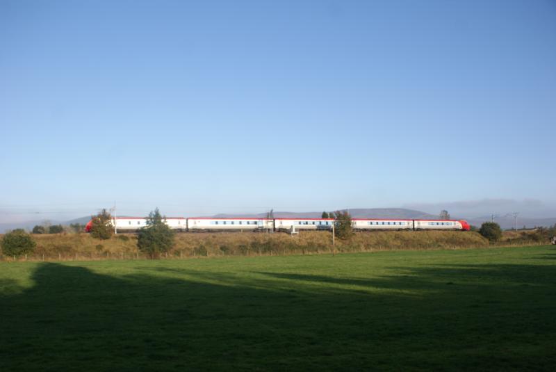 221 Heading South: Having negotiated Beattock, this Virgin Voyager accelerates southbound in early evening sunshine - 10.10.10 Photo of 221 Heading South