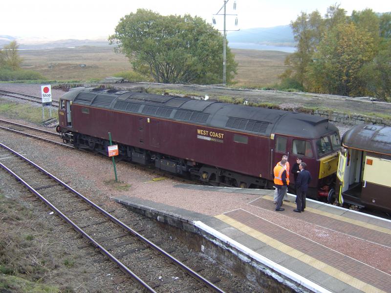 West Highland Statesman at Rannoch: 47804 heading the West Highland Statesman at Rannoch on Sunday 10 Oct 2010 Photo of West Highland Statesman at Rannoch