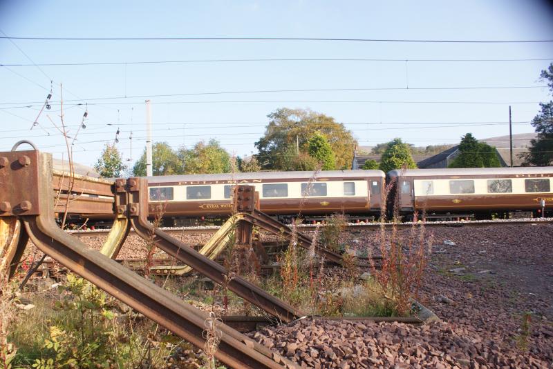 Pullman: Pullman 'Rydal Water' seen through the steel fencing at Abington Loop , among the rake of 'The Statesman' Railtour return 'up' leg. Photo of Pullman