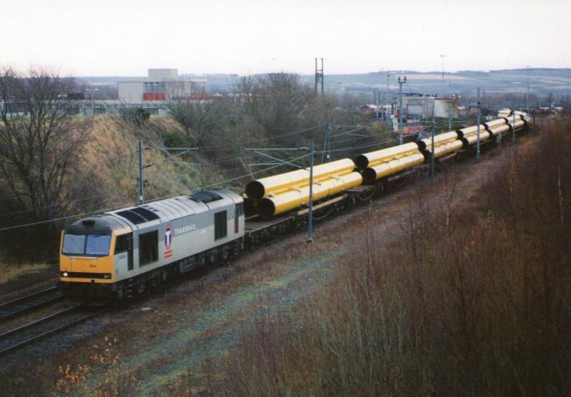 Millerhill Memories: 60064 leaving Millerhill Yard on a pipe train. Photo of Millerhill Memories