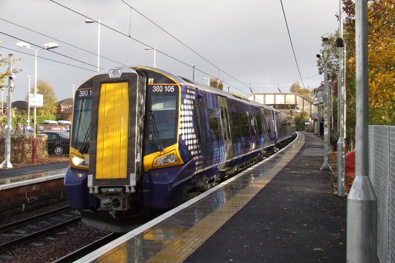 Desiro Express: 380105 at Johnstone on a test run from Glasgow Central to Ayr Photo of Desiro Express