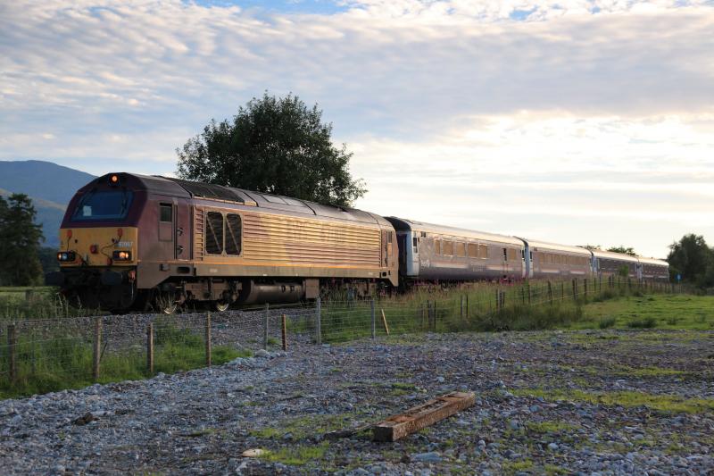 Sleepers at Roy Bridge: Sleeper approaches Roy Bridge in July 2010. Photo of Sleepers at Roy Bridge