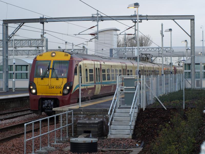 334030 at Bathagte with a crew training Run.: 334030 route learning at Bathgate. Photo of 334030 at Bathagte with a crew training Run.