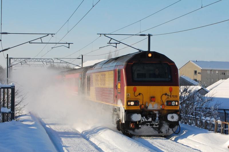 Photo of 67030 in the snow at Wester Hailes