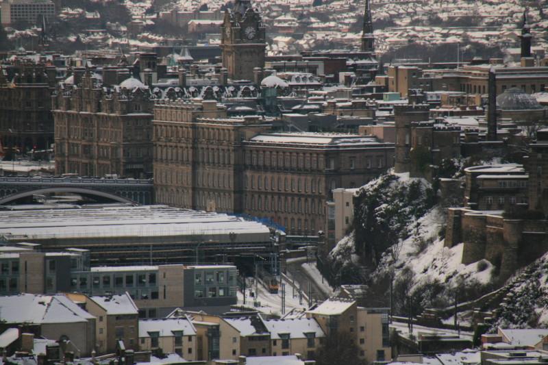 XC arrival : class 220 arrives plat 2 Waverley taken from Arthur's seat above St Margarets loch on 03/12/2010 Photo of XC arrival