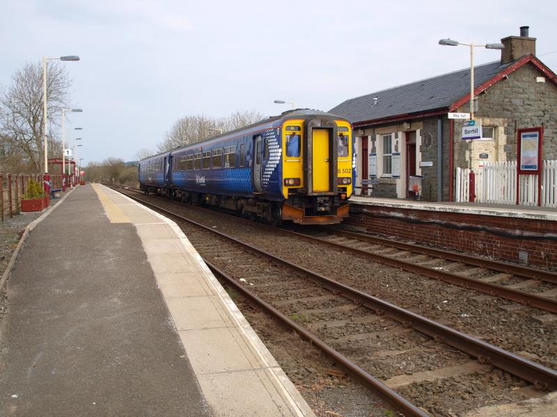 Barrhill - 23-04-2010: 156502 calls with the 11.42 Glasgow Central - Stranraer. Photo of Barrhill - 23-04-2010