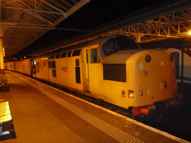 97301 at Helensburgh Central: 97301 comes to rest at Helensburgh Central while working a Network Rail structure gauging train. Photo of 97301 at Helensburgh Central