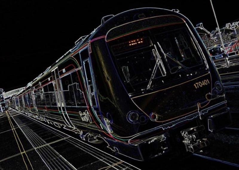 Scotrail Class 170 @ Carnoustie: A Class 170 about to Depart Carnoustie.
Edited in Adobe Photoshop CS4. Photo of Scotrail Class 170 @ Carnoustie