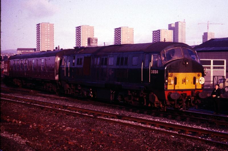 Cowlairs Incline Pilot: D6104 on Cowlairs Incline Pilot awaits departure from Cowlairs Yard 30 November 1966 Photo of Cowlairs Incline Pilot