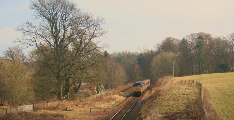 47712 47802 5Z70 Kingswood:
47712 and 47802 approach Kingswood tunnel (on the approach to Dunkeld) while working 5Z70 Crewe to Inverness Photo of 47712 47802 5Z70 Kingswood