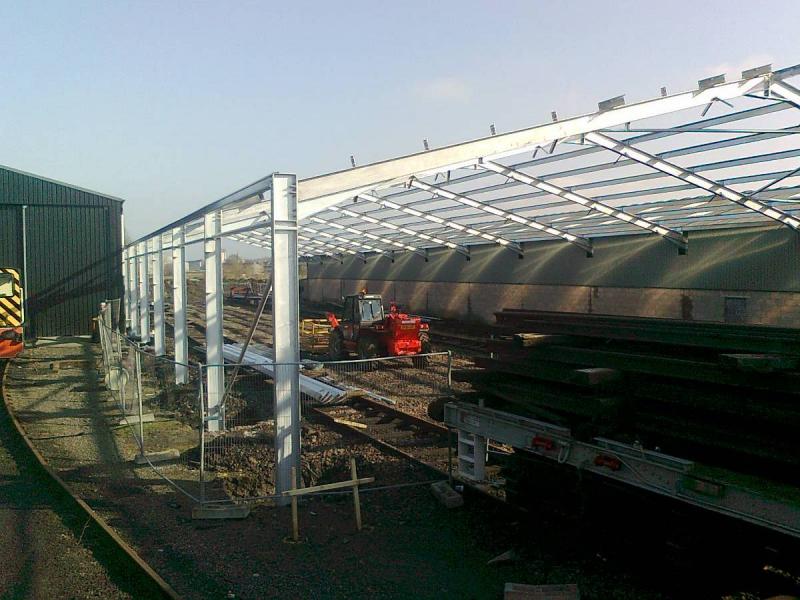 Bo'ness New Shed update - 16/03/11: With the majority of the steel erected the new shed at Bo'ness takes shape on 16th March 2011. Photo of Bo'ness New Shed update - 16/03/11