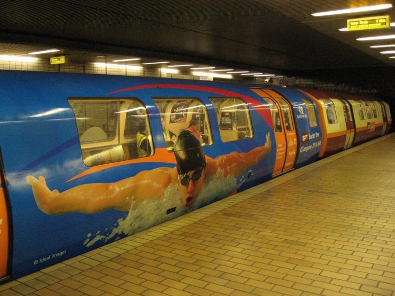 Subway car - Commonwealth Games promo: Glasgow Subway trailer car,
Promoting 2014 Commonwealth Games bid.
(Govan, 01 September 2007) Photo of Subway car - Commonwealth Games promo