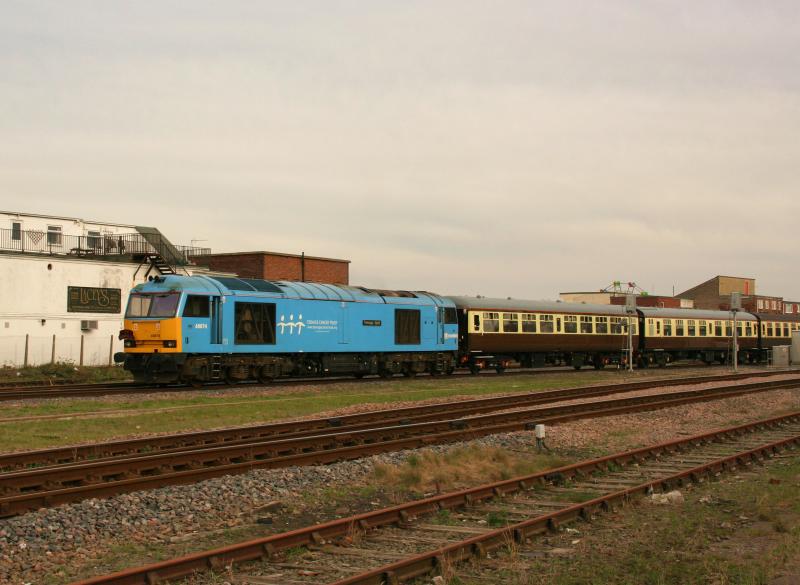60074 at Cleethorpes: 2nd April saw the rare sight of a Class 60 at Cleethorpes when 66096 and 60074 worked the Humber Explorer tour from Bristol (the tug went on at Toton) Photo of 60074 at Cleethorpes