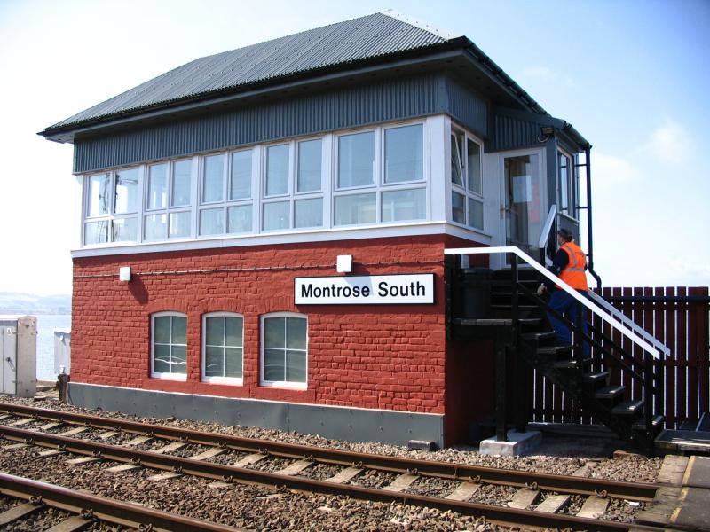 Montrose South: Montrose South signalbox. This box is to be demolished as part of the Montrose area resignalling early next year. Photo of Montrose South