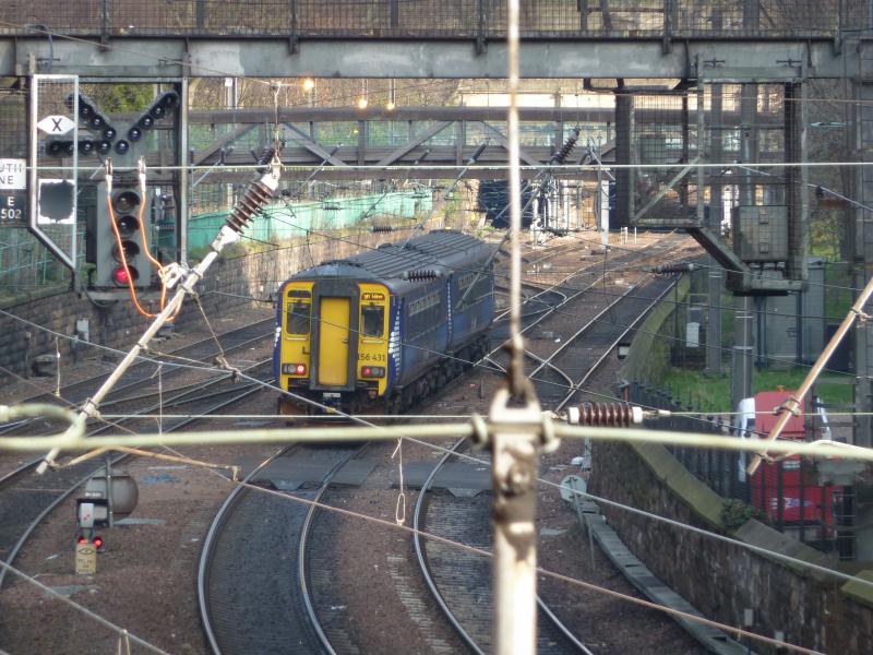 156431: 'Scotlands Railways'156431 under the wires into Edinburgh Waverly on 7 March 2011. Photo of 156431