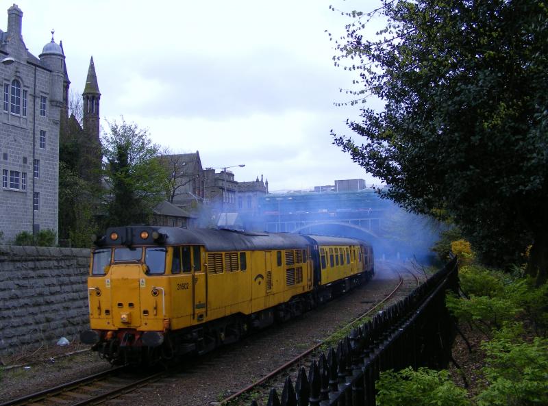 31602 2Q88: After the first reversal of the journey, 31602 leads 2Q88 Inverness - Inverness via Aberdeen & Waterloo, northbound through Union Terrace Gardens heading for Kittybrewster loop 13-04-11 Photo of 31602 2Q88