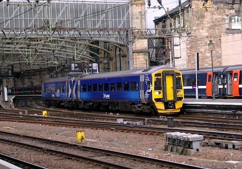 158782: Saltire liveried 158782 leaves Glasgow Central with the 1516 departure for Whifflet on Thursday 14th April 2011 Photo of 158782