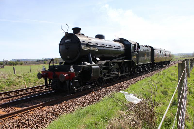 The Great Britain IV: 61994 heading north from Perth, positioning run, note the headboard Photo of The Great Britain IV