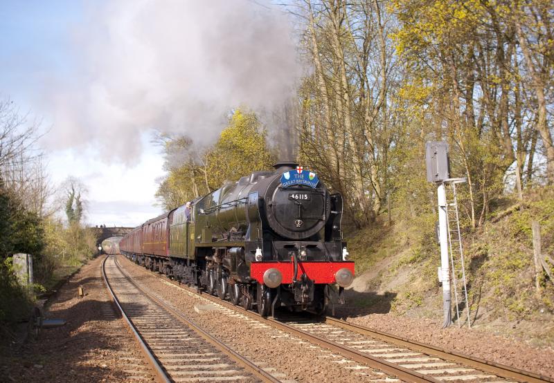 Scots Guardsman: 46115 passing Dalgety bay 17.4.11 Photo of Scots Guardsman