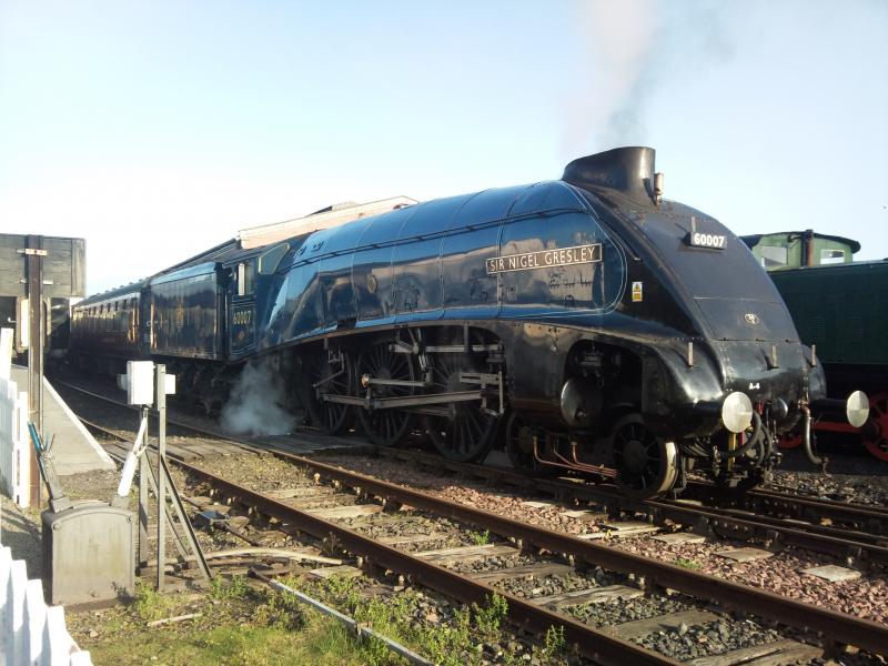 Sir Nigel Gresley at Bo'ness Station, 24 April 2011: Sir Nigel Gresley at Bo'ness Station, 24 April 2011 before the Forth Circle trip. Photo of Sir Nigel Gresley at Bo'ness Station, 24 April 2011