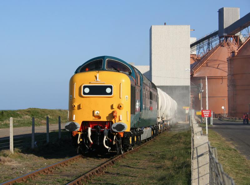 55022 6N69 North Blyth: 55022 departs North Blyth Aluminium Smelter while working 6N69 17:54 North Blyth to Lynemouth loaded Alumina tanks on 27th April 2011 Photo of 55022 6N69 North Blyth