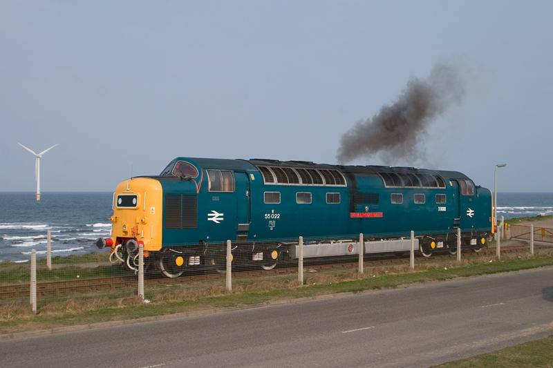 55022 Rio Tinto Alcan, North Blyth: Teatime at North Blyth as 55022 bursts into life ready to drag the loaded hoppers out from the loading terminal and propel the empties back in prior to working 6N69. Fri 29/4/11. Photo of 55022 Rio Tinto Alcan, North Blyth