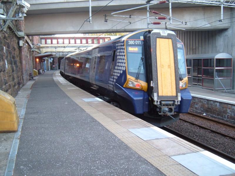 Gourock bound: 380011 at Greenock West heading for Gourock on the 1825 ex- Glasgow 28 April 2011. Photo of Gourock bound