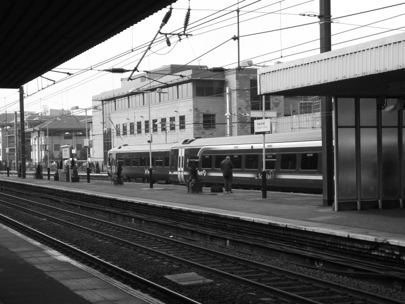 Two 158s at Haymarket: Two Class 158s pass at Haymarket on platform 1 and 2 on 16/03/2011 (numbers not known). Photo of Two 158s at Haymarket