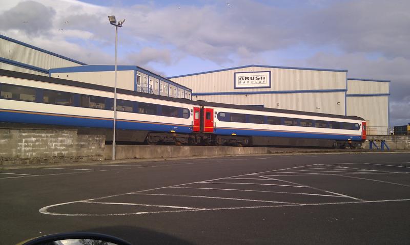 brush barclay: two east midlands trains mk3 coaches 42205, 44012 sitting outside the workshops Photo of brush barclay