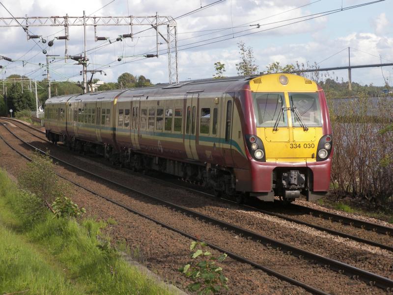 334 030: 334 303 en route to Helensburgh Central at Bowling on 31/05/11 at 17:08 Photo of 334 030